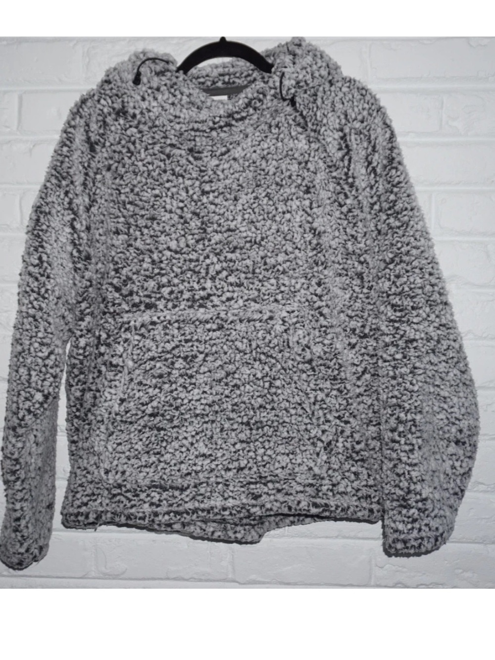 Victoria's Secret PINK Gray Sherpa Pullover Hoodie Jacket Size: XL Teddy Bear